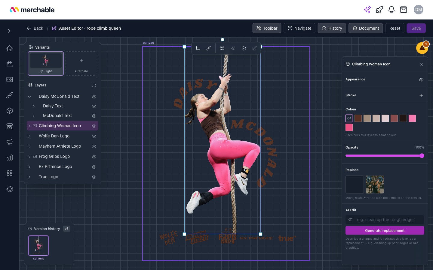 Asset Editor: smart layers detected and named on customer artwork